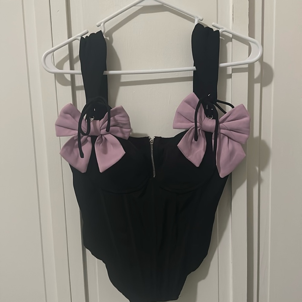 Black corset top with pink bows 🎀 - Picture 1 of 1